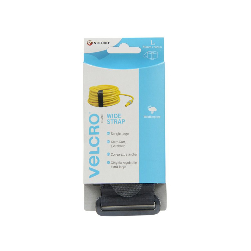 VELCRO® Sangle large ajustable noir 50mm x 92cm