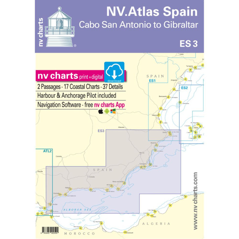 NV Charts Atlas Espagne Cabo San Antonio to Gibraltar ES3