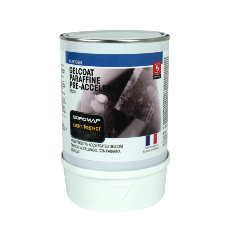 SOROMAP Gelcoat blanc paraffiné accéléré 0,75L + catalyseur