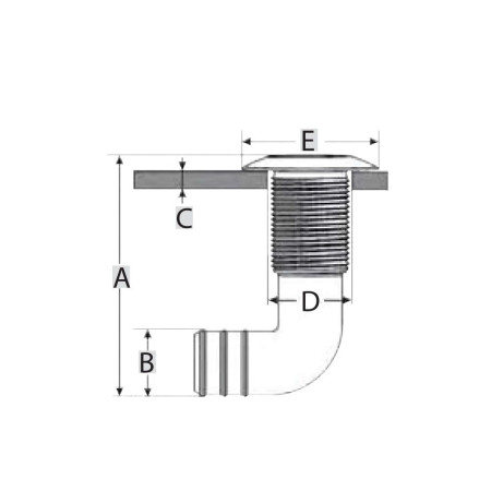 NUOVA RADE Sortie de coque blanche coudée Ø50mm - tuyau Ø38