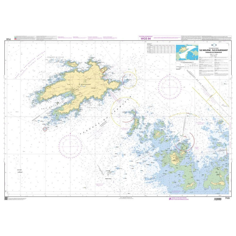 SHOM 7123 à plat : Côte Ouest de France Passage du Fromveur