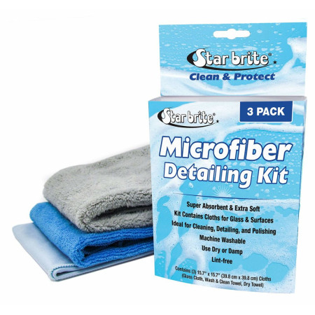 STAR BRITE kit de 3 microfibres pour surfaces vitrées 40x40c