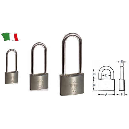 Cadenas chrome avec anse inox longue - 40 mm