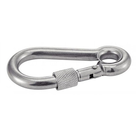 Mousqueton avec vis de sécurité inox - avec oeil - Ø 8 mm