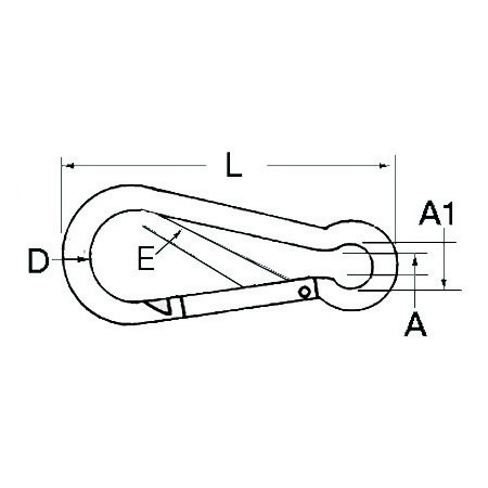 Mousqueton sans oeil inox - Ø 12 mm