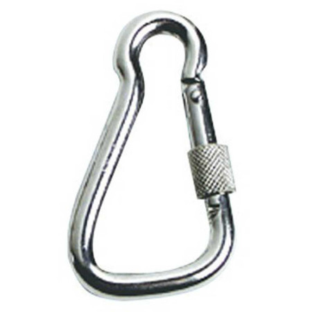 Mousqueton AISI 316 grand, frette de securité 23mm -
