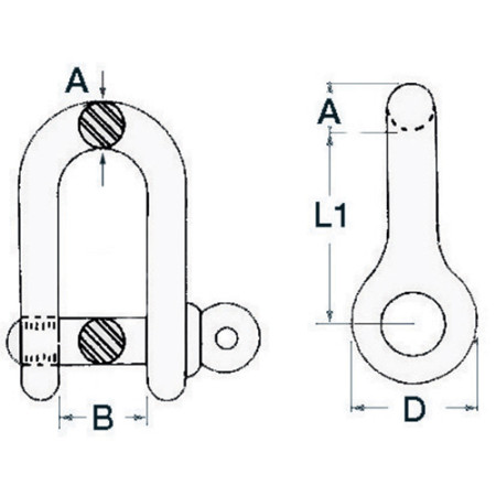 Manille longue axe imperdable - Ø 12 mm
