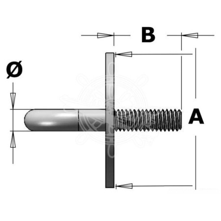 Pontet inox embase circulaire - 33 mm - Ø 5 mm - vis M6