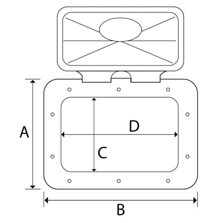 Porte d'équipet ABS anti UV vis apparentes - 370 x 375 mm