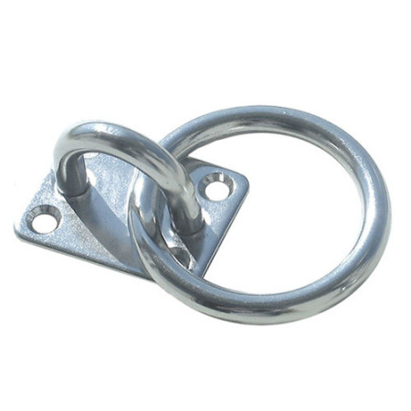 Platine avec anneau inox - 35 x 30 mm - Ø 5 mm