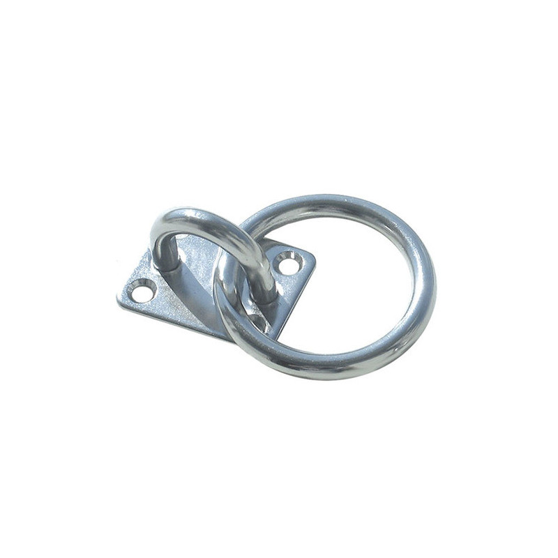 Platine avec anneau inox - 40 x 34 mm - Ø 6 mm