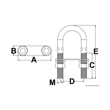 Cadène fil inox simple plaque - Ø 12 mm - 83 x 23 mm