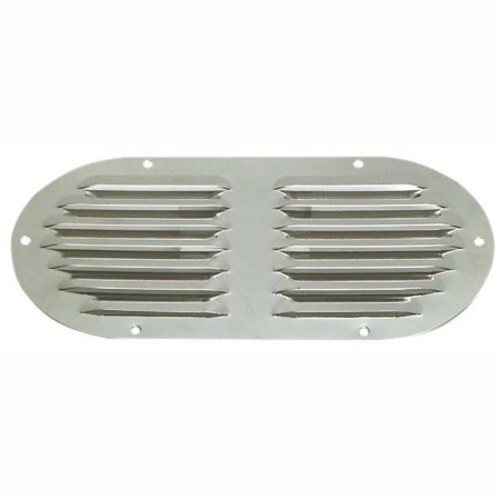 Grille d'aération ovale - inox poli - 235 x 118 mm