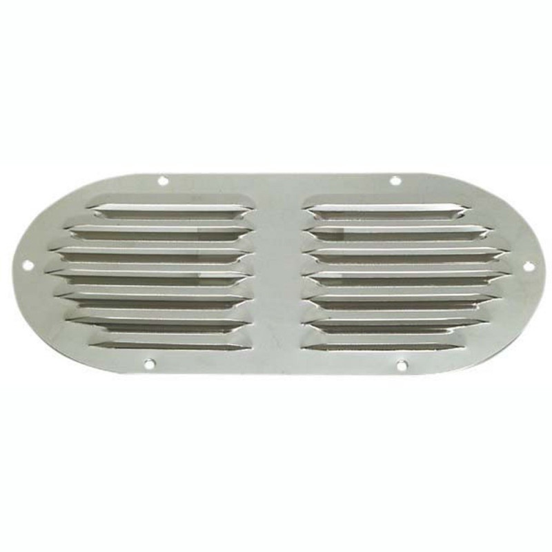 Grille d'aération ovale - inox poli - 235 x 118 mm
