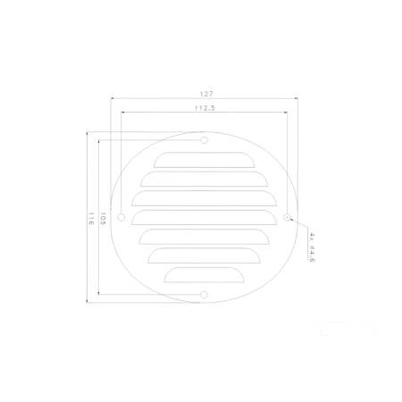 Grille d'aération ovale - inox poli - 116 x 128 mm