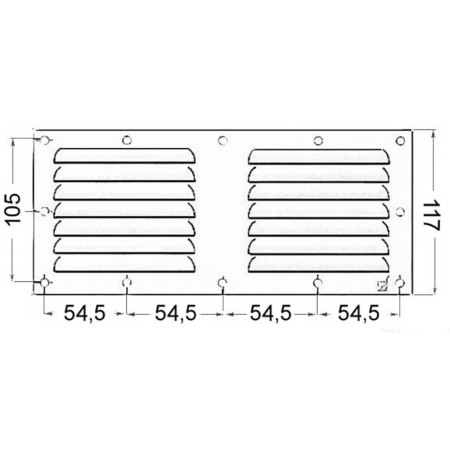 Grille d'aération inox - 118x232 mm