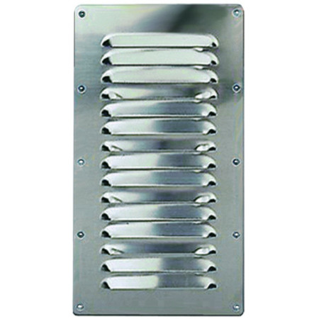 Grille d'aération rectangulaire en inox - 127 x 228 mm