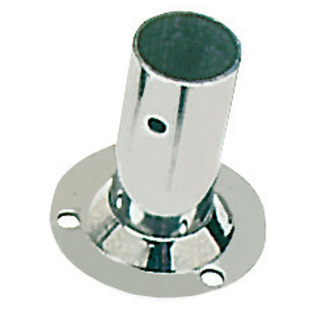 Platine inox soudée ronde - 22 mm - droite 90°