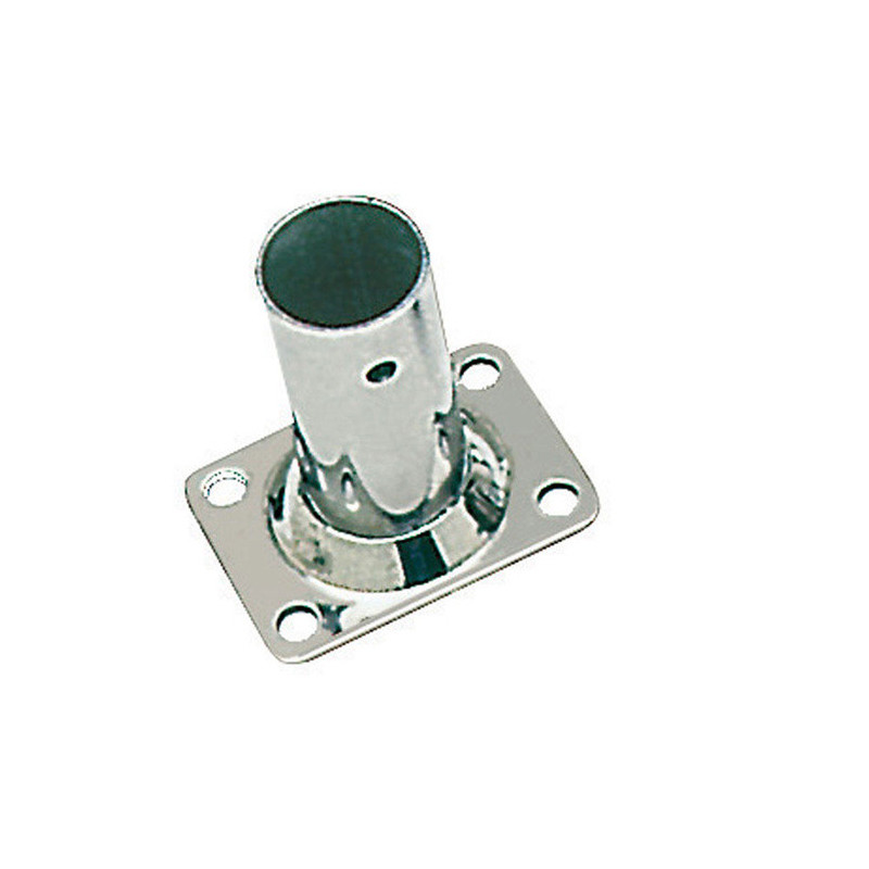 Platine inox soudée rectangulaire - 22 mm - droite 90°