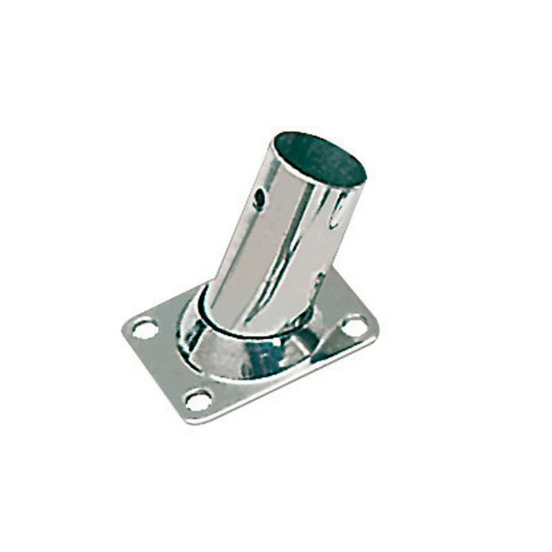 Platine inox soudée rectangulaire - 25 mm - inclinée 60°