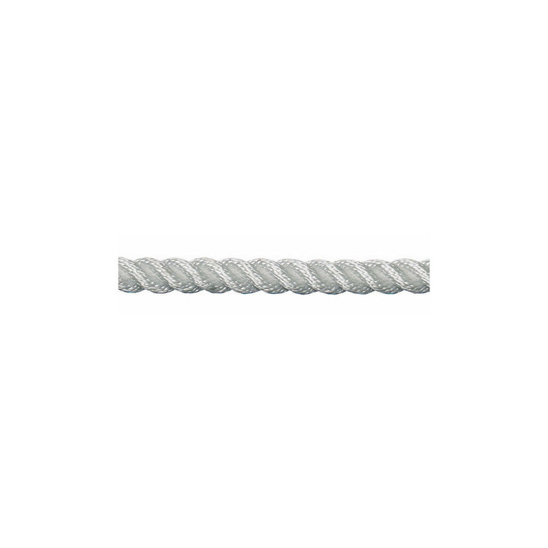 Cordage polyester amarrage 3 torons - Ø 10 mm - rupture 1410 kg - blanc