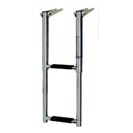 Echelle de bain inox télescopique étroite - 2 marches - noires
