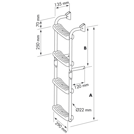 ECHELLE INOX PLIANT 90D,3+3 ECH GRIS CRB