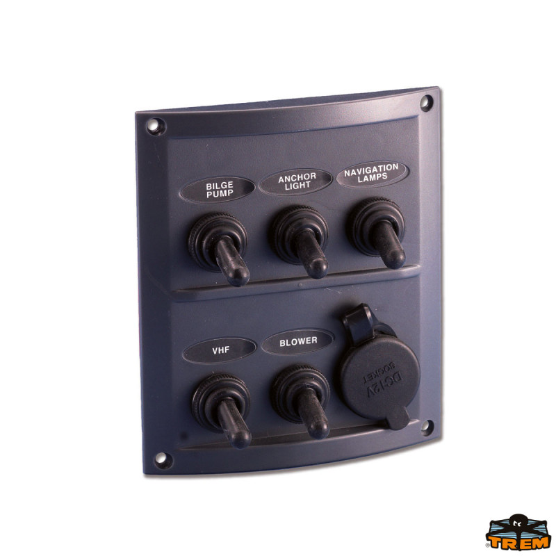 Electrical panel serie Pilot 5 switches + cigarette lighter black color
