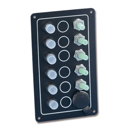 Tableau électrique aluminium - 5 inters + allume cigare - 192 x 102 mm - En blister
