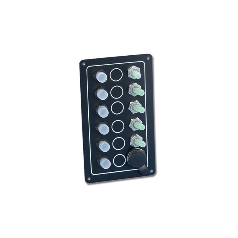 Tableau électrique aluminium - 5 inters + allume cigare - 192 x 102 mm - En blister