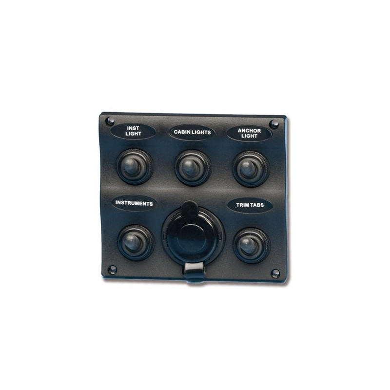Tableau électrique Design - 5 inters + allume cigare - 107 x 96 mm - En blister