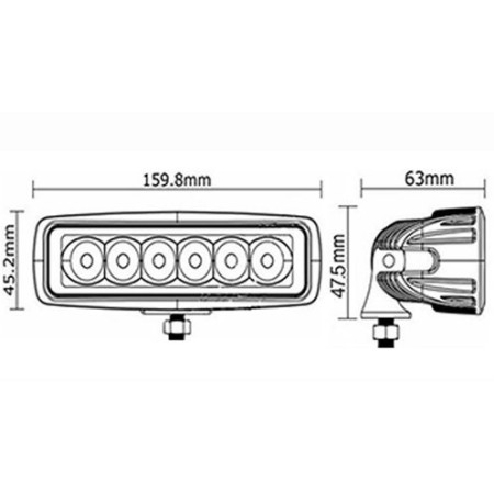 Projecteur étanche à LED - rectangulaire - 6 x 3 W