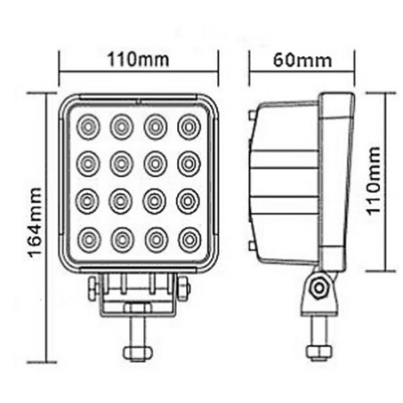 Projecteur étanche à LED - carré - 16 x 3 W