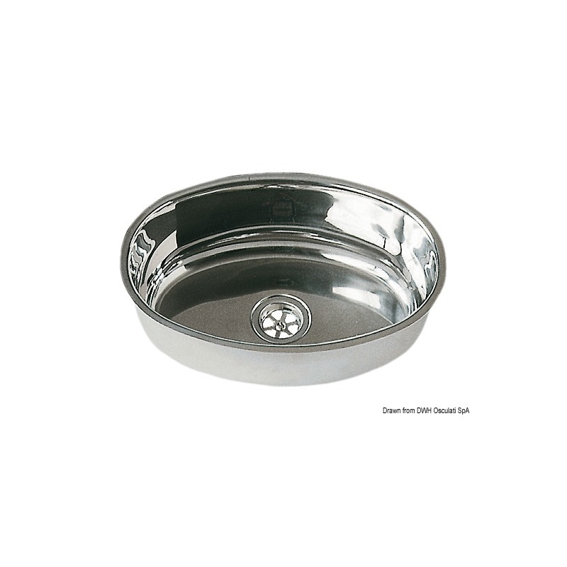 Evier ovale inox poli miroir - 240x375 mm