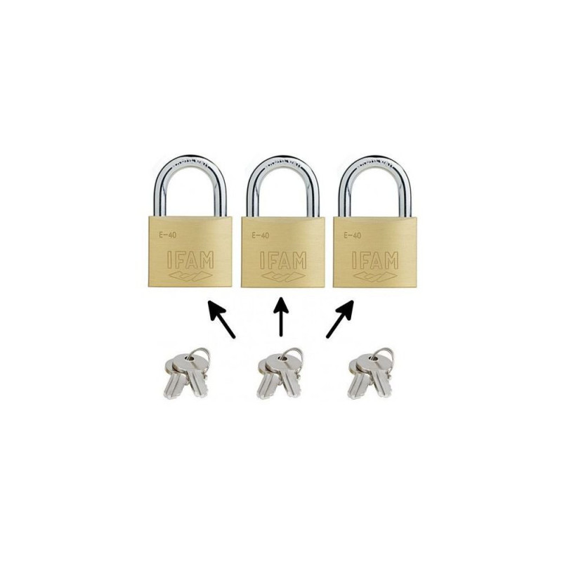 IFAM Cadenas laiton double verrouillage E-30 mêmes clés