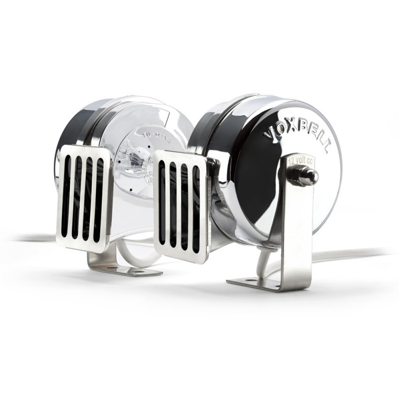 Klaxon - Avertisseur électrique ABS et Inox - 2 cornes