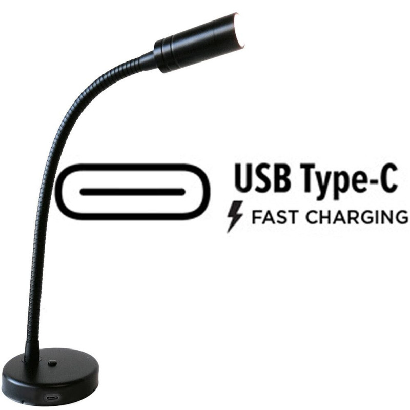 MANTAGUA LISEUSE LED YEU NOIR AVEC INTER ET USB C 10 w
