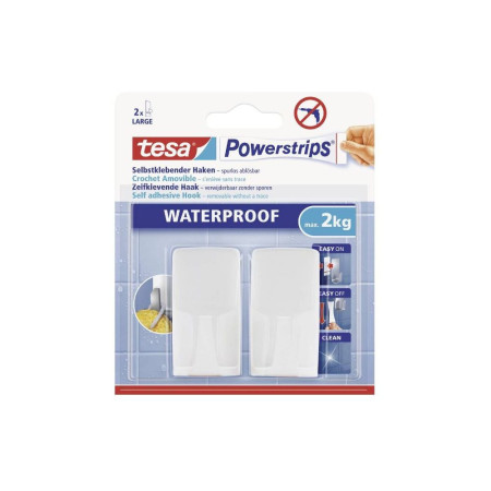 TESA Crochets Rectangulaire plastique Waterproof (X2)