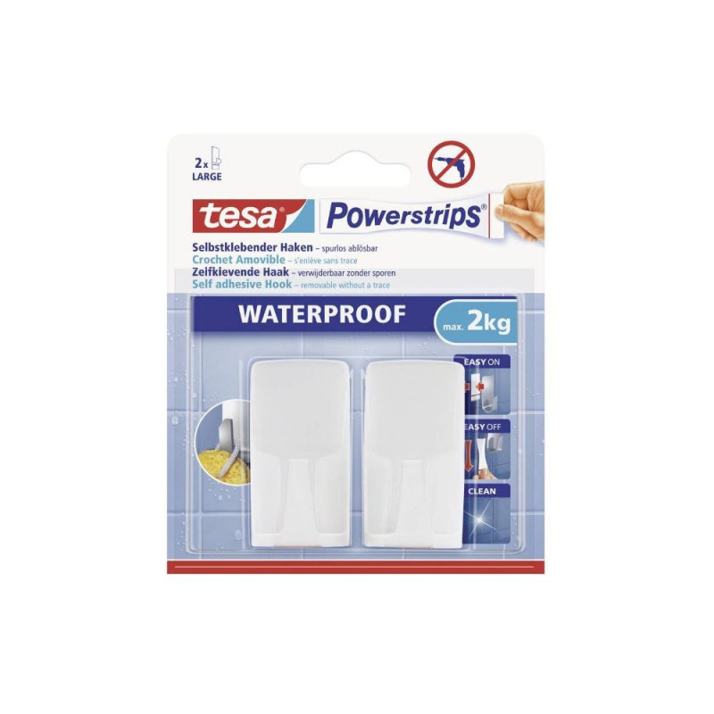 TESA Crochets Rectangulaire plastique Waterproof (X2)