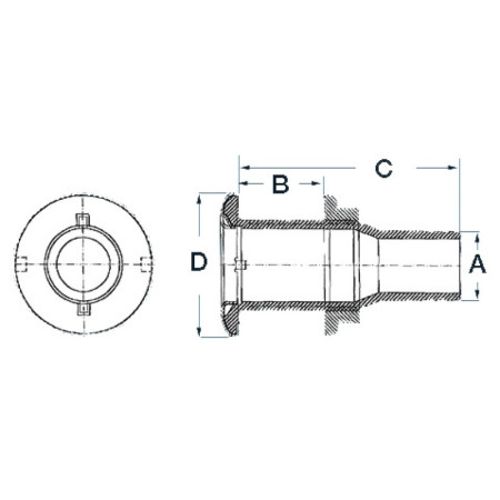 Passe-coque avec soupape anti-retour - 1'' 1/2 - 112 mm