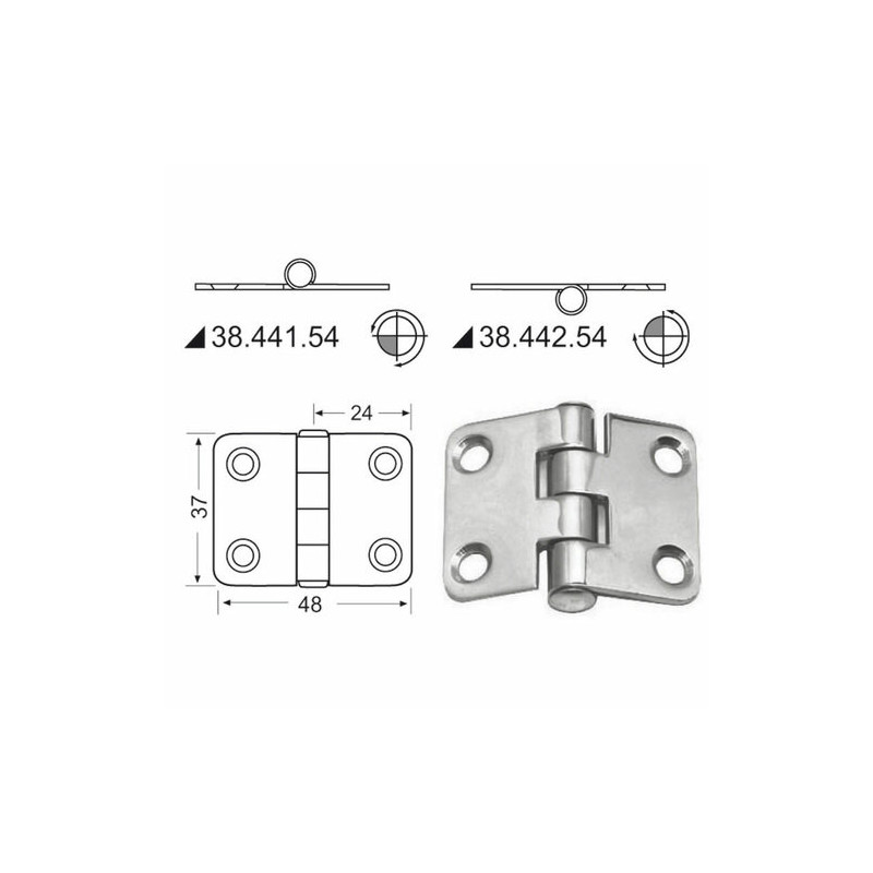 Charnière n?ud saillant 48x37 mm -