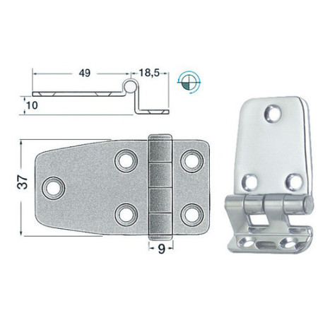Charnière porte-à-faux 67,5x37 mm -