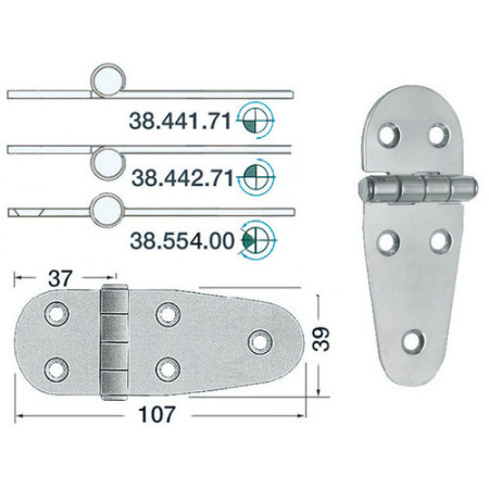 Charnière inox 2 mm - 101 x 41.5 mm - noeud renversé