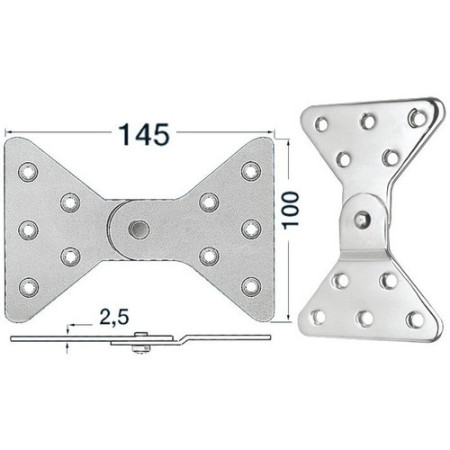Charnière inox lat. 145x100 -