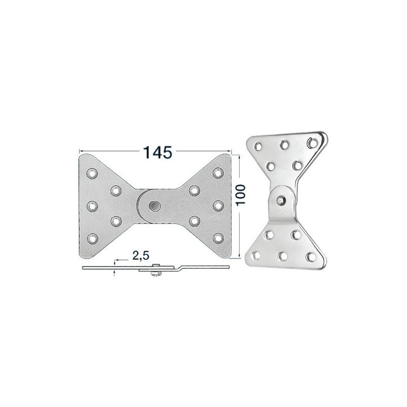 Charnière inox lat. 145x100 -