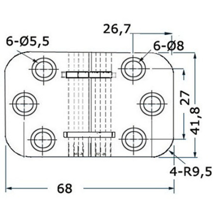 Charnière à retournement 68x42 mm -