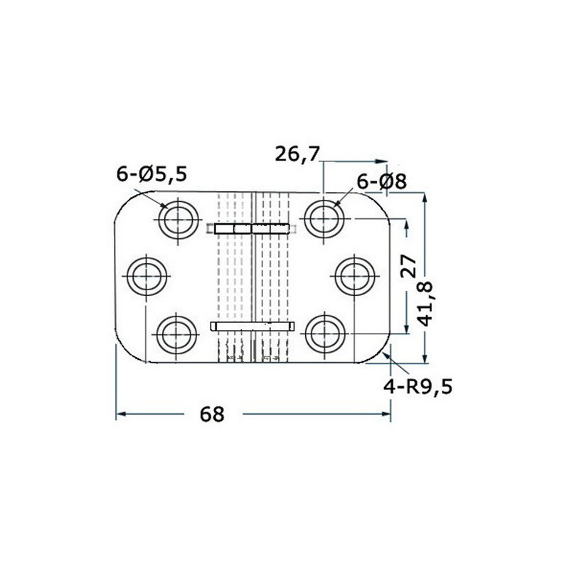 Charnière à retournement 68x42 mm -