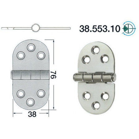 Charnière moitié encastré 76x38 mm -