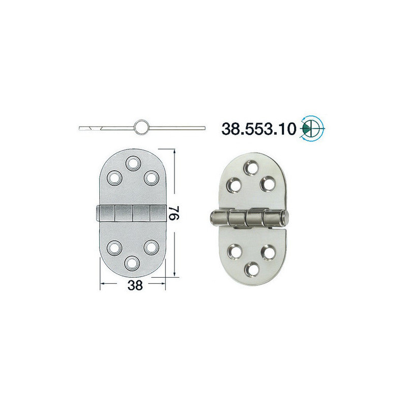 Charnière moitié encastré 76x38 mm -