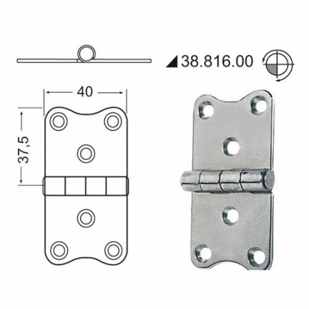 Charnière n?ud saillant 75x40 mm -